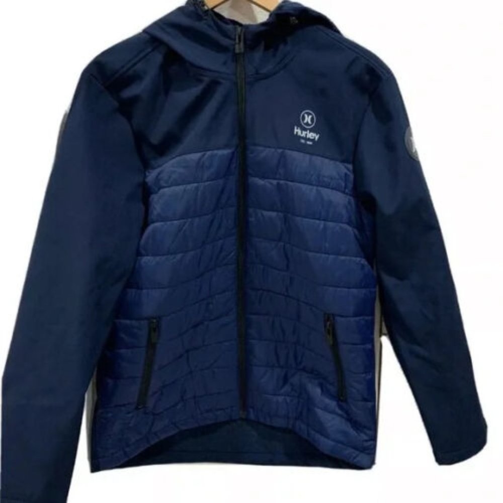 NWT Hurley Men's 3 Layer Hooded Windbreaker Jacket Obsidian Size XL $80 DD026